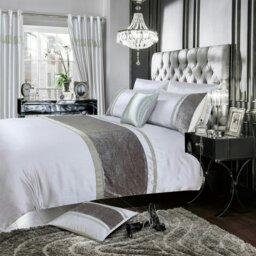 Rackhams Chanelle Velvet Faux Silk Duvet Cover & Pillowcase Set - Black - Single - thumbnail 2