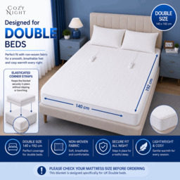 Rackhams Electric Blanket Double Size Heated with 3 Heat Settings - Machine Washable with Overheat Protection - thumbnail 2