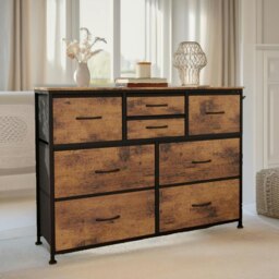 Rackhams Bedroom Chest With 8 Fabric Drawers Rustic Brown - thumbnail 2