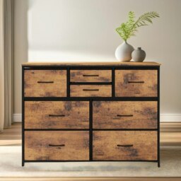 Rackhams Bedroom Chest With 8 Fabric Drawers Rustic Brown - thumbnail 5