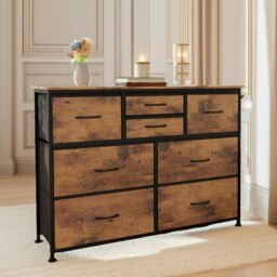 Rackhams Bedroom Chest With 8 Fabric Drawers Rustic Brown - thumbnail 3