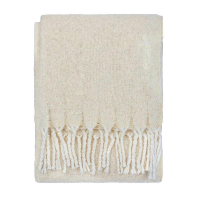 Rackhams Isla Woven Tassel Throw - Cream - 130cm x 180cm - Cream - 100% Polyester - image 1