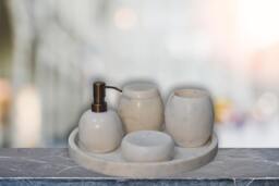 Rackhams Set of 5 White Marble Bathroom Set - thumbnail 1
