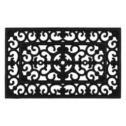Rackhams Lexi Wrought Iron Effect Rubber Door Mat and Patio Mat Set - Black - thumbnail 2