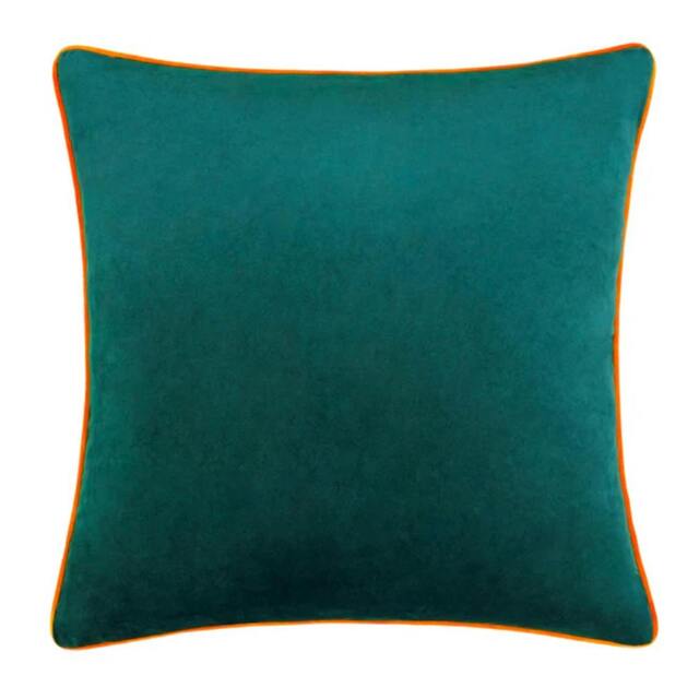 Rackhams Meridian Velvet Cushion Cover - Teal/Clementine - 45cm x 45cm - Teal/Clementine - 100% Polyester - image 1