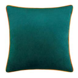 Rackhams Meridian Velvet Cushion Cover - Teal/Clementine - 45cm x 45cm - Teal/Clementine - 100% Polyester