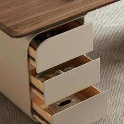 Rackhams Ahn Office Desk With Storage, Walnut & Cream - 180 x 70cm - thumbnail 6