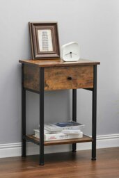 Rackhams Industrial Side Table with Drawer - Brown - thumbnail 2