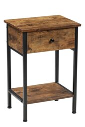 Rackhams Industrial Side Table with Drawer - Brown - thumbnail 4