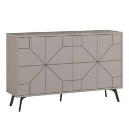 Rackhams Dune Geometric 4 Door Sideboard with Metal Legs (W) 123cm - Mocha Grey - thumbnail 2