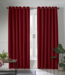 Rackhams Linen Look Ring Top Blackout Curtains - Red - 229cm width x 183cm drop - thumbnail 1