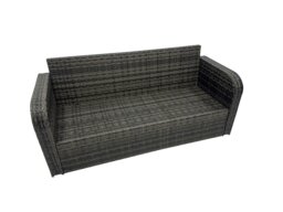 Rackhams Rattan Garden Outdoor Furniture Set 3 Seater Sofa Square Coffee Table Set with 2 Big Stools 2 Side Table Dark Grey Mixed - thumbnail 4