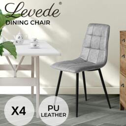Rackhams Padded Dining Chairs Faux Leather for Kitchen Home Office - Set of 4 - thumbnail 2