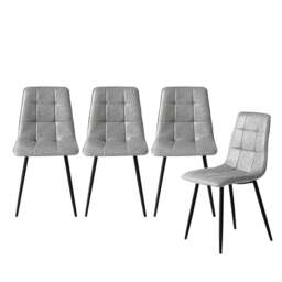Rackhams Padded Dining Chairs Faux Leather for Kitchen Home Office - Set of 4 - thumbnail 1
