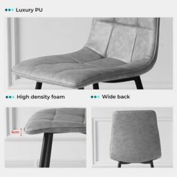 Rackhams Padded Dining Chairs Faux Leather for Kitchen Home Office - Set of 4 - thumbnail 6