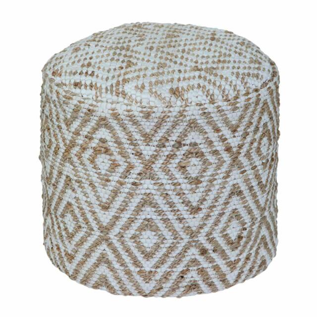 Rackhams Sierra Natural Diamond Pattern Jute Bean Filled Pouffe - 45 x 40 cm - image 1