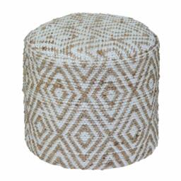 Rackhams Sierra Natural Diamond Pattern Jute Bean Filled Pouffe - 45 x 40 cm - thumbnail 1