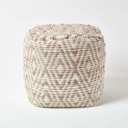 Rackhams Sierra Natural Diamond Pattern Jute Bean Filled Pouffe - 45 x 40 cm - thumbnail 2