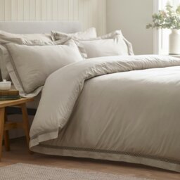 Rackhams Classic Lattice Lace Duvet Cover Set Natural - Single - Natural - thumbnail 1