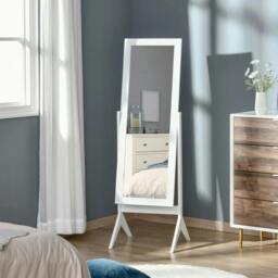 Rackhams Full Length Mirror, Freestanding Adjustable Angle Dressing Mirror for Bedroom, Living Room, 148 x 47 cm, White - thumbnail 4
