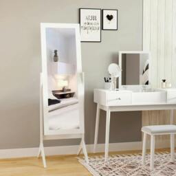 Rackhams Full Length Mirror, Freestanding Adjustable Angle Dressing Mirror for Bedroom, Living Room, 148 x 47 cm, White - thumbnail 2