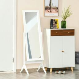 Rackhams Full Length Mirror, Freestanding Adjustable Angle Dressing Mirror for Bedroom, Living Room, 148 x 47 cm, White - thumbnail 6