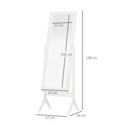 Rackhams Full Length Mirror, Freestanding Adjustable Angle Dressing Mirror for Bedroom, Living Room, 148 x 47 cm, White - thumbnail 3