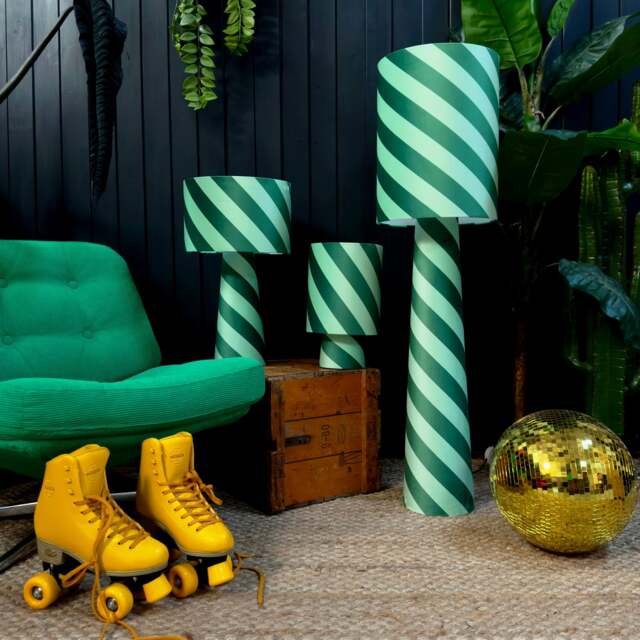 Rackhams Portable Helter Skelter Velvet lamps in Apple Sours - Midi - 52cm Height - Rechargeable LED Bulb - image 1