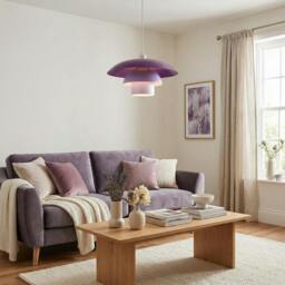 Rackhams Modern Designer Purple and Lilac Lavender Metal Pendant Lighting Shade - thumbnail 6