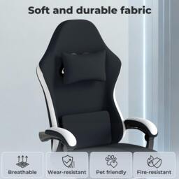 Rackhams Office Desk Chair Fabric Gaming Recliner Adjustable Height Swivel Black - thumbnail 6