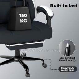 Rackhams Office Desk Chair Fabric Gaming Recliner Adjustable Height Swivel Black - thumbnail 4