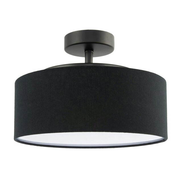 Rackhams Contemporary Black Linen Fabric Semi Flush Ceiling Light Fixture - image 1