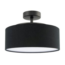 Rackhams Contemporary Black Linen Fabric Semi Flush Ceiling Light Fixture - thumbnail 1