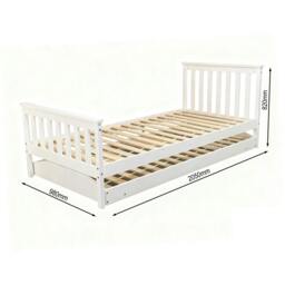 Rackhams Jinsen Single Bed Frame with Trundle / Guest Bed, White - Single - thumbnail 2