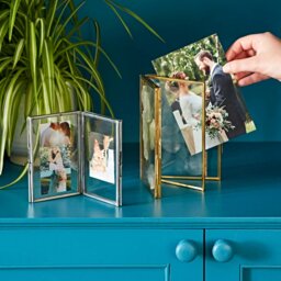 "Rackhams Recycled Glass Folded Double Photo Frame - 4.5"" x 3"" - Antique Silver" - thumbnail 3