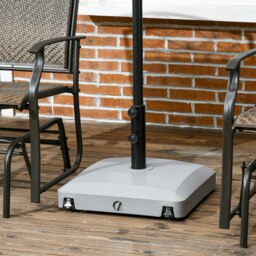 Rackhams Garden Parasol Base Holder, 24kg Water or 30kg Sand Filled, Outdoor Market Umbrella Stand Weight with Wheels and Brakes, Grey - thumbnail 1