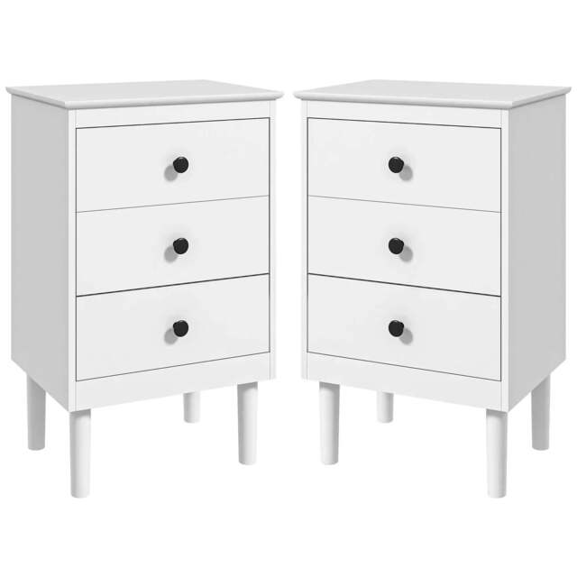 Rackhams Set of Two Three-Drawer Bedside Tables - White - image 1