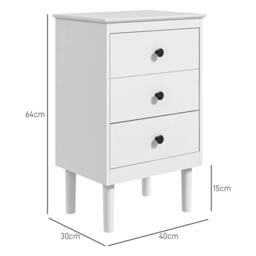 Rackhams Set of Two Three-Drawer Bedside Tables - White - thumbnail 3
