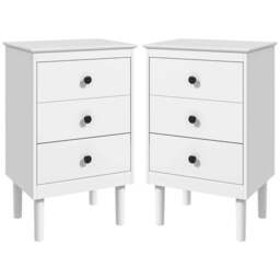 Rackhams Set of Two Three-Drawer Bedside Tables - White - thumbnail 1