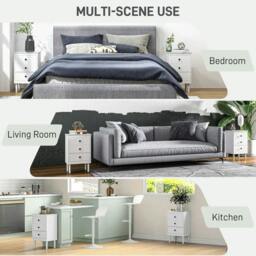 Rackhams Set of Two Three-Drawer Bedside Tables - White - thumbnail 6