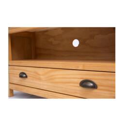 Rackhams Lugo Waxed 1 Drawer TV Cabinet Brass Cup Handle - Light Brown - thumbnail 5