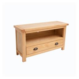 Rackhams Lugo Waxed 1 Drawer TV Cabinet Brass Cup Handle - Light Brown - thumbnail 3