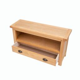 Rackhams Lugo Waxed 1 Drawer TV Cabinet Brass Cup Handle - Light Brown - thumbnail 4