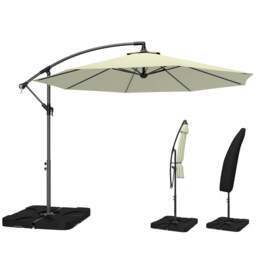 Rackhams 3(m) Banana Parasol Cantilever Umbrella Garden w/ Base Weights - Sand brown - Modern - Cantilever Parasol - thumbnail 3