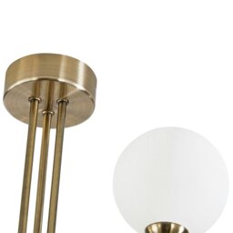Rackhams Modern Designer Antique Brass Ceiling Light with Opal White Globe Glass Shades - thumbnail 3