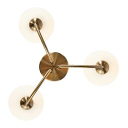 Rackhams Modern Designer Antique Brass Ceiling Light with Opal White Globe Glass Shades - thumbnail 5