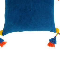 Rackhams Velvet Tassel Cushion Cover - Teal - 55 x 55cm - Teal - 100% Cotton - thumbnail 3