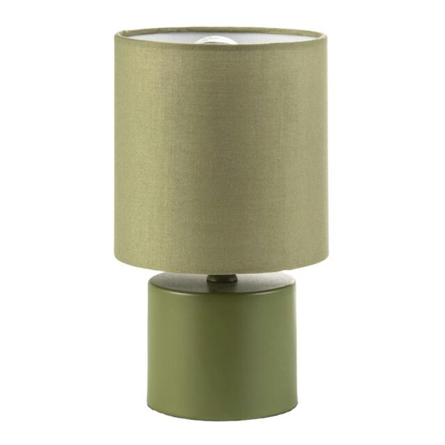 Rackhams Modern Dusty Olive Green Table Lamp with Cotton Fabric Drum Shade - image 1