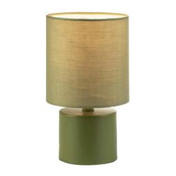 Rackhams Modern Dusty Olive Green Table Lamp with Cotton Fabric Drum Shade - thumbnail 2