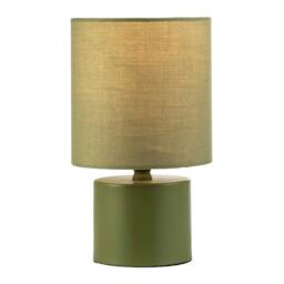 Rackhams Modern Dusty Olive Green Table Lamp with Cotton Fabric Drum Shade - thumbnail 3